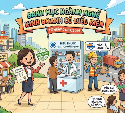 DANH MỤC NGÀNH NGHỀ KINH DOANH CÓ ĐIỀU KIỆN TỪ NGÀY 01/07/2026
