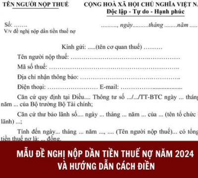 MẪU ĐỀ NGHỊ NỘP DẦN TIỀN THUẾ NỢ NĂM 2024 VÀ HƯỚNG DẪN CÁCH ĐIỀN