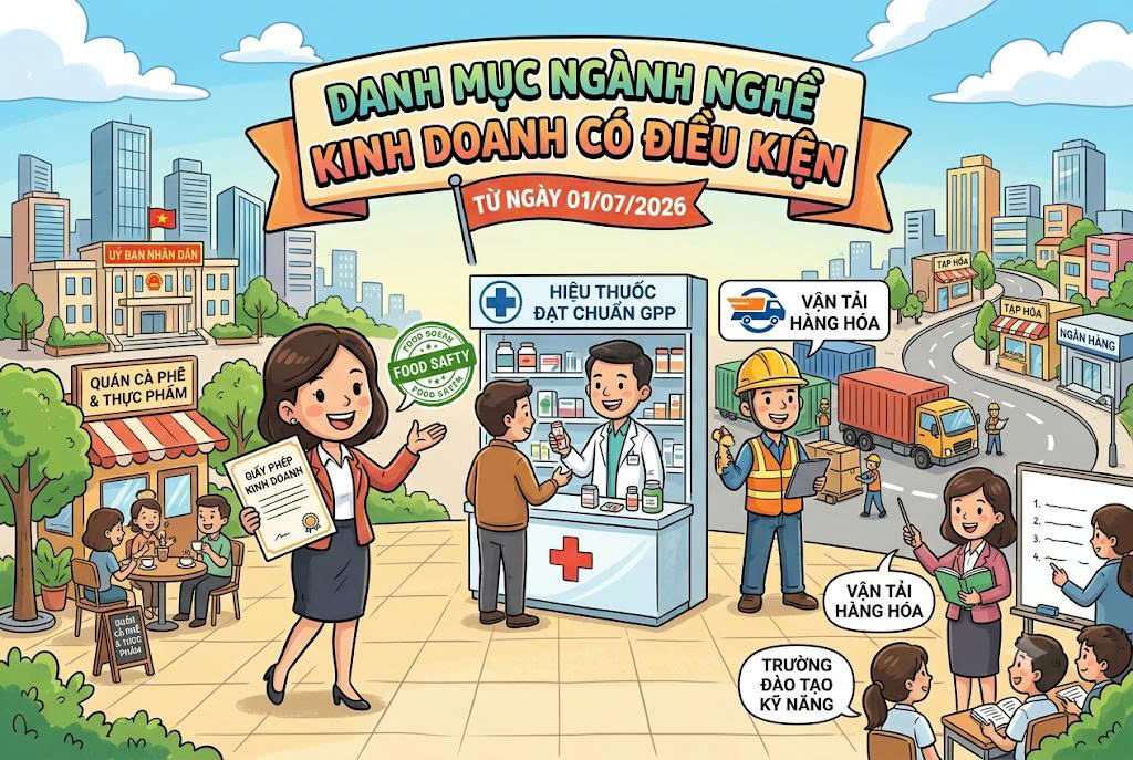 Danh mục ngành nghề kinh doanh có điều kiện từ ngày 01/07/2026